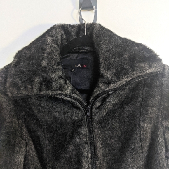 Utex Dark Grey Faux Fur Coat - Picture 3 of 4